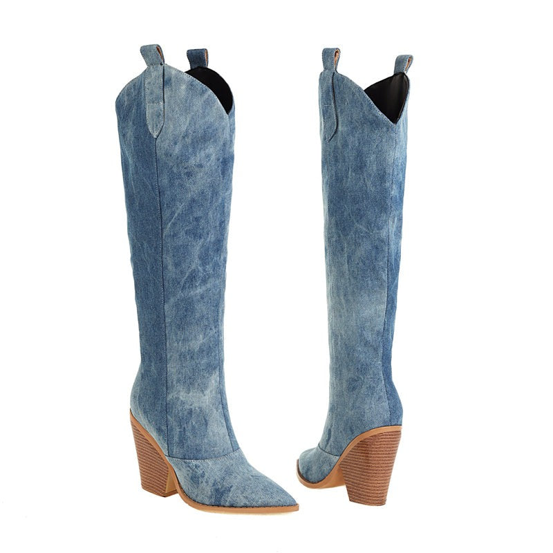 Paloma - Stylish Denim Cowboy Boots