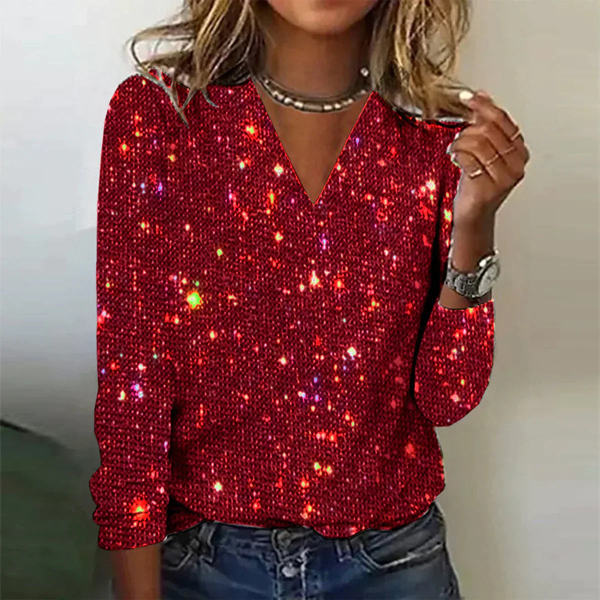 Priscilla - Radiant V-neck jumper for an elegant look