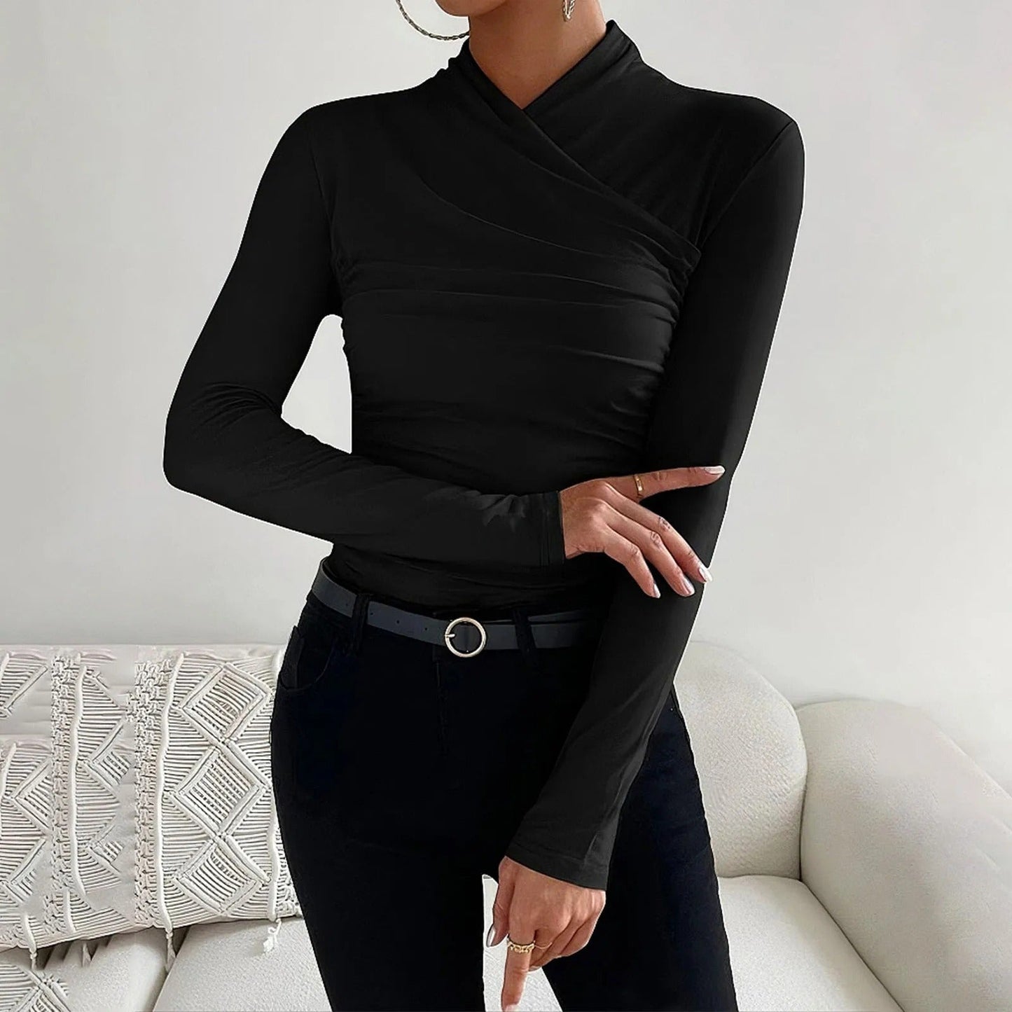 Blake - Chic Long Sleeve Wrap Blouse for a Stylish Autumn for Women