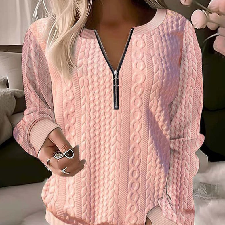Adriana - Stylish Casual Knitted Sweater with Trendy Half Zipper