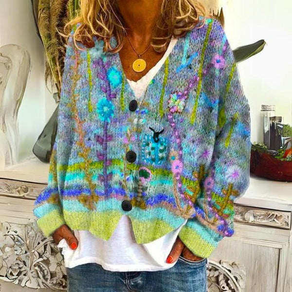 Elise - Elegant Women's Sweater with Enchanting Floral Designs