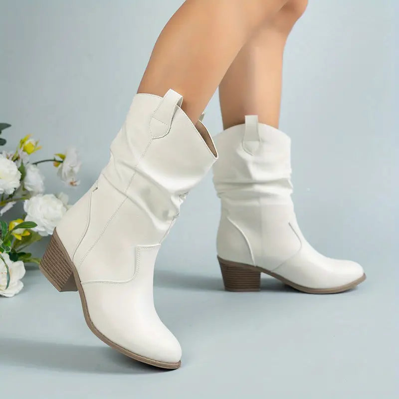 Claudia - Trendy Western Half-High Boots for a Stylish Look
