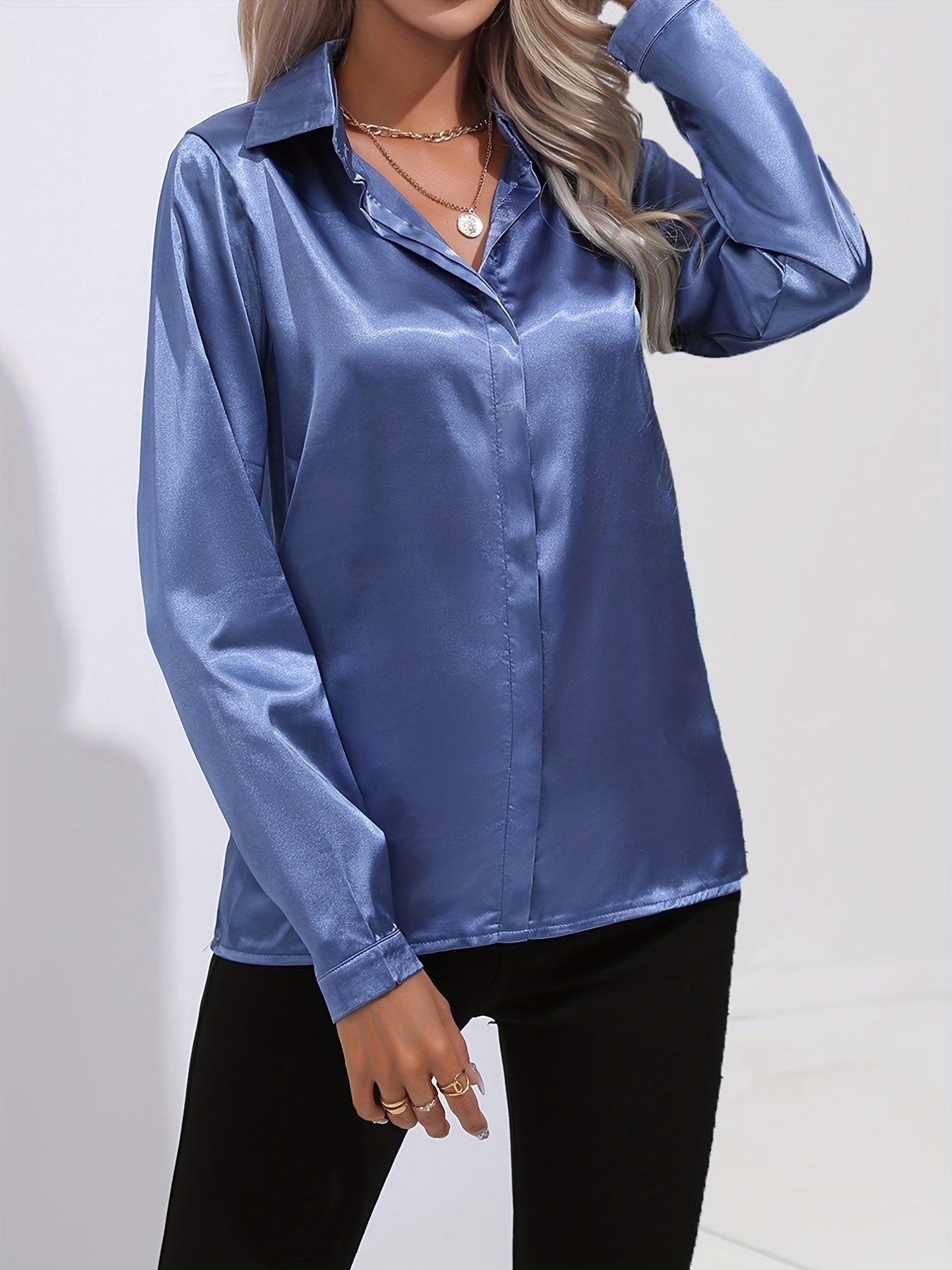 Zariah - Elegant Satin Blouse for Women in Chic Autumn Style