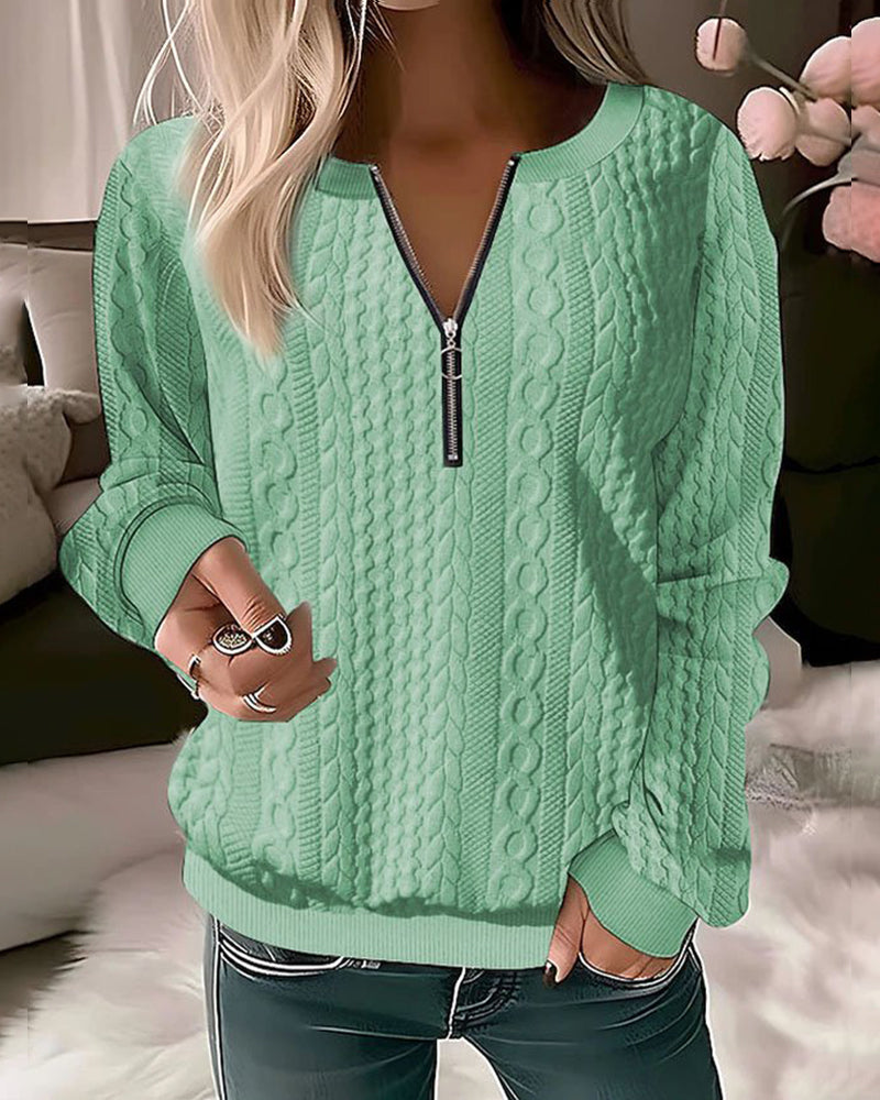 Adriana - Stylish Casual Knitted Sweater with Trendy Half Zipper