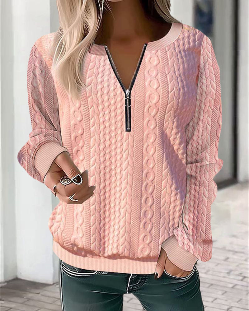 Adriana - Stylish Casual Knitted Sweater with Trendy Half Zipper