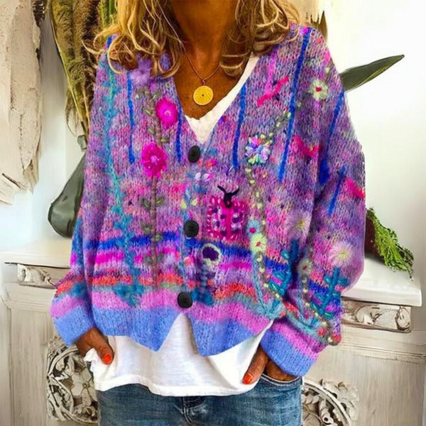Elise - Elegant Women's Sweater with Enchanting Floral Designs