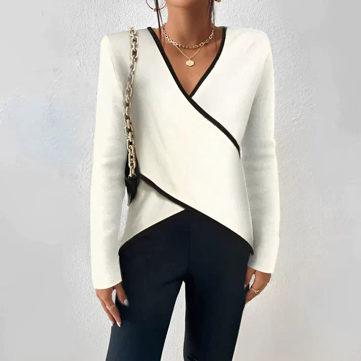 Vivian - Stylish long-sleeved top with elegant V-neckline