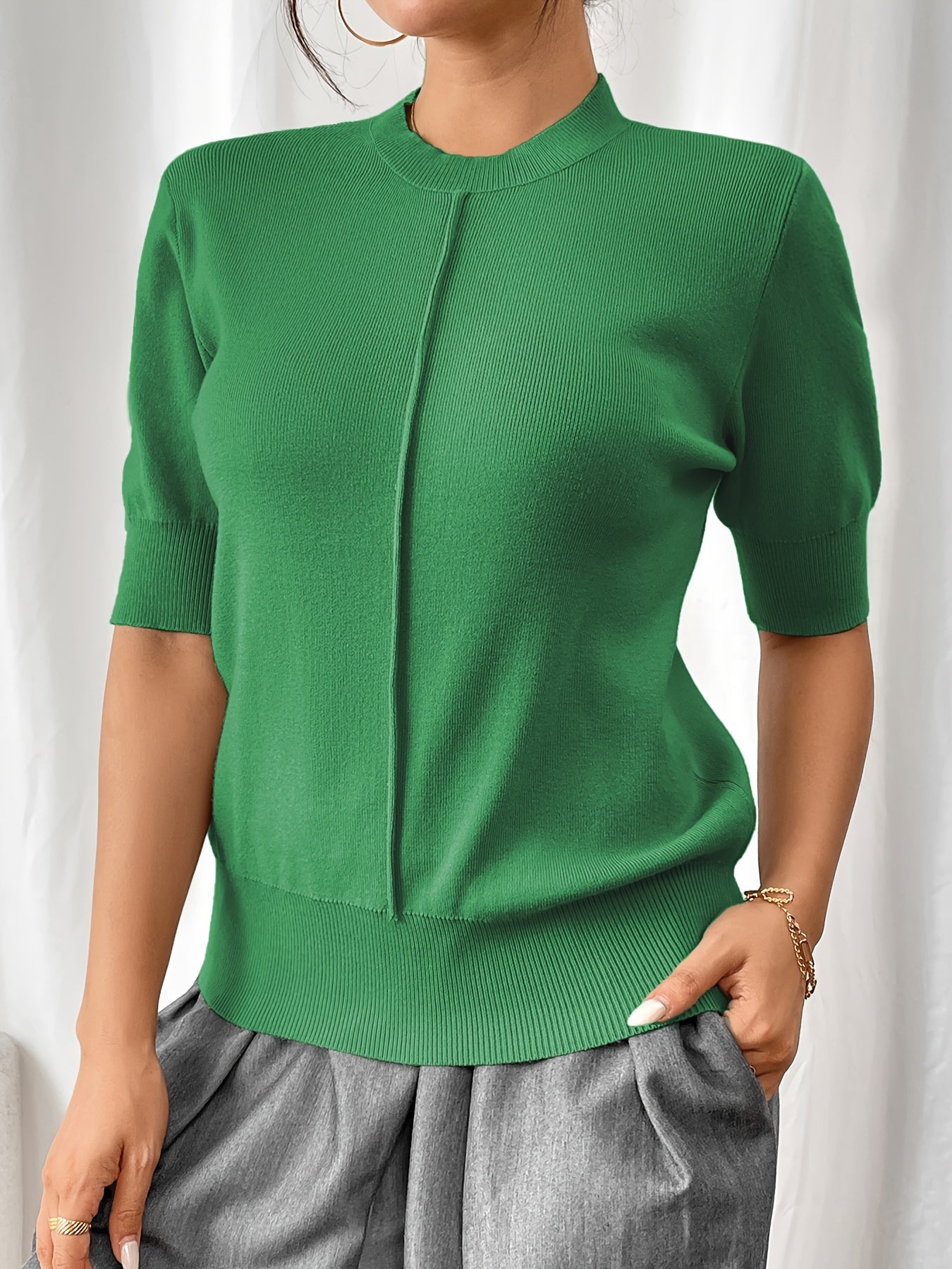 Chic Summer Knit Mock Neck Top for Women | Elise