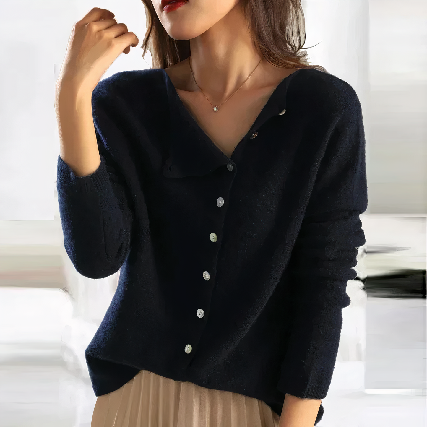 Stylish cardigan with beautiful button placket - Arleth