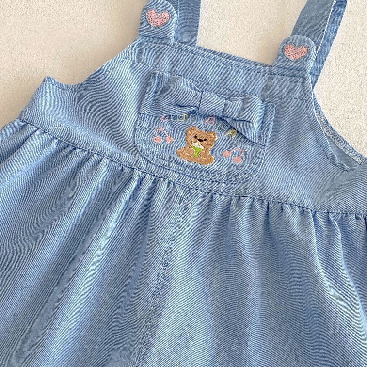 Lace tshirt and bear dungaree set