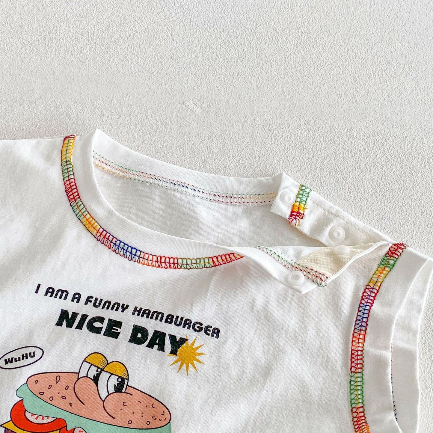 Printed tank top and striped shorts premium set