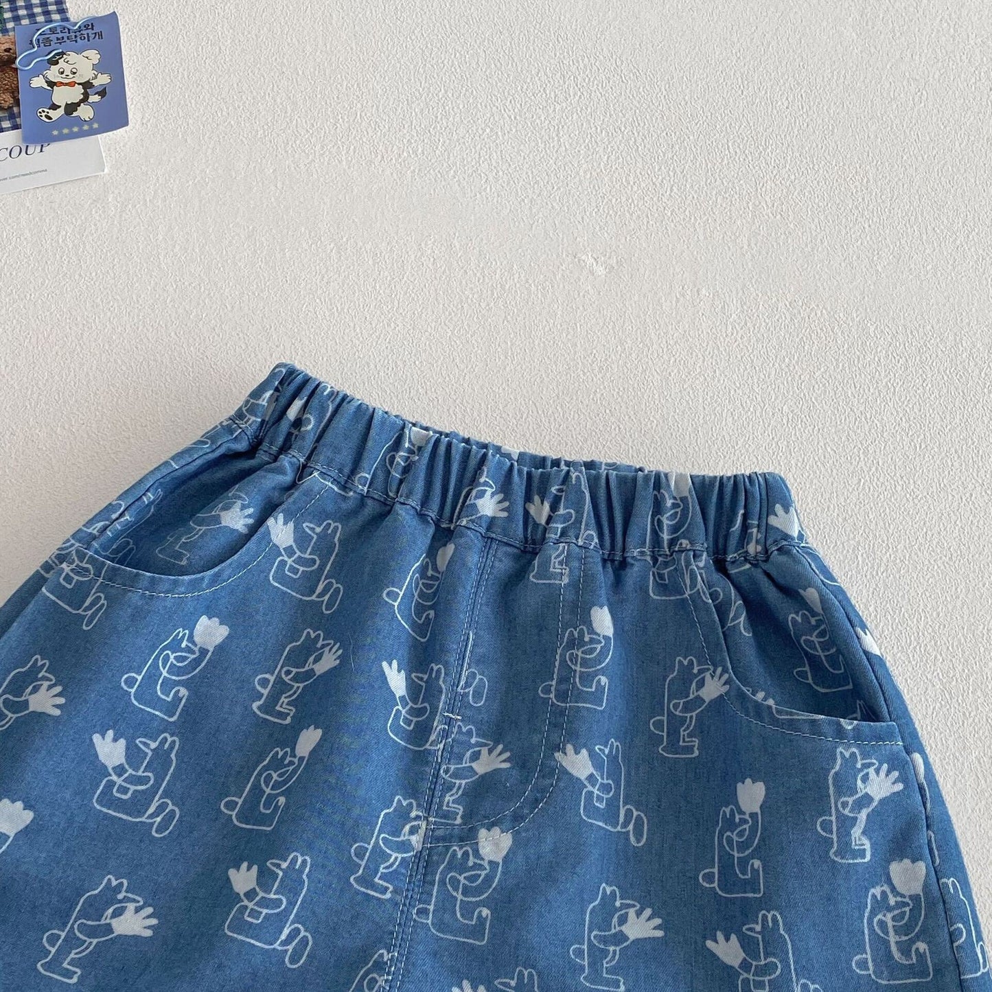 Tank top and denim printed shorts premium set