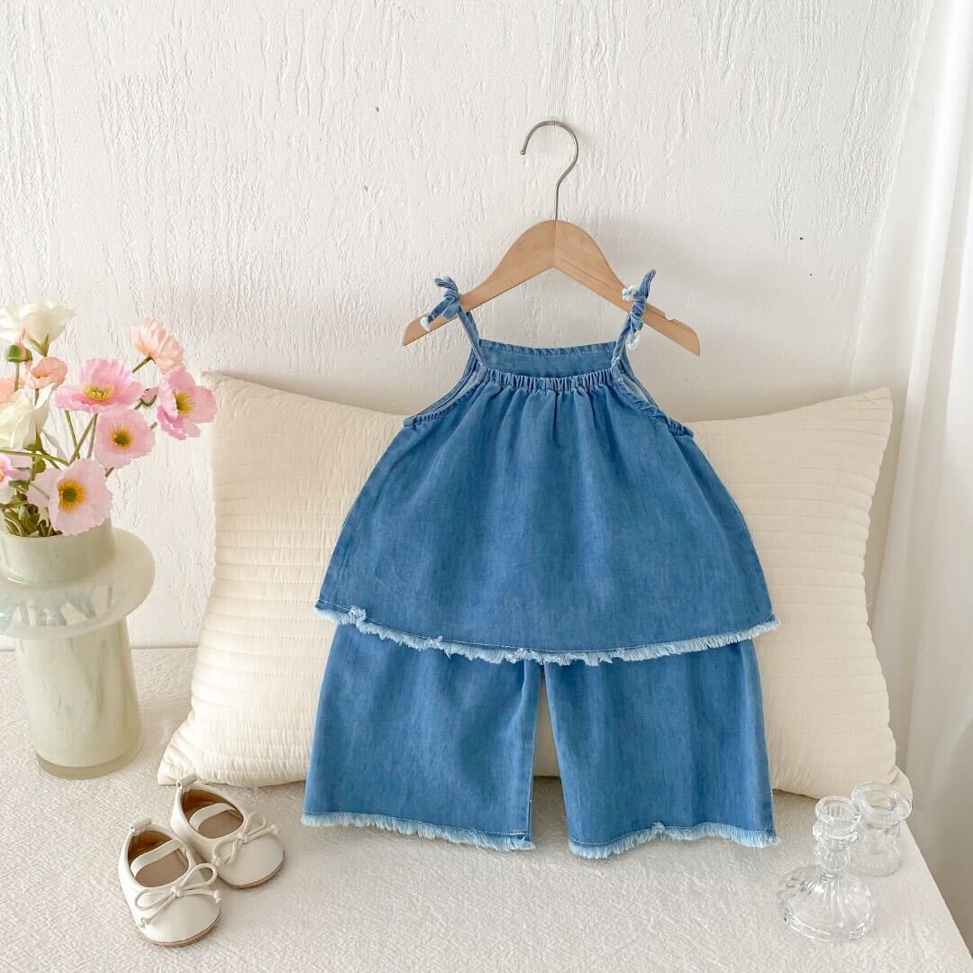 Embroidered denim premium set