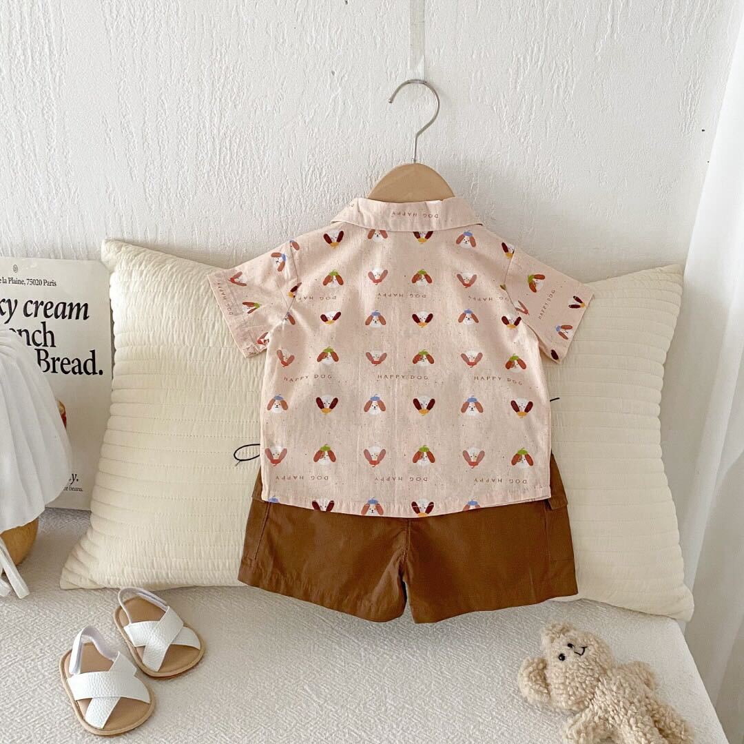 Dog printed shirt and cargo shorts premium set