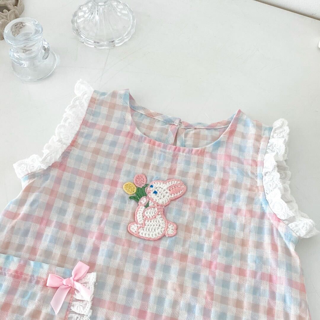 Rabbit checkered lace dress