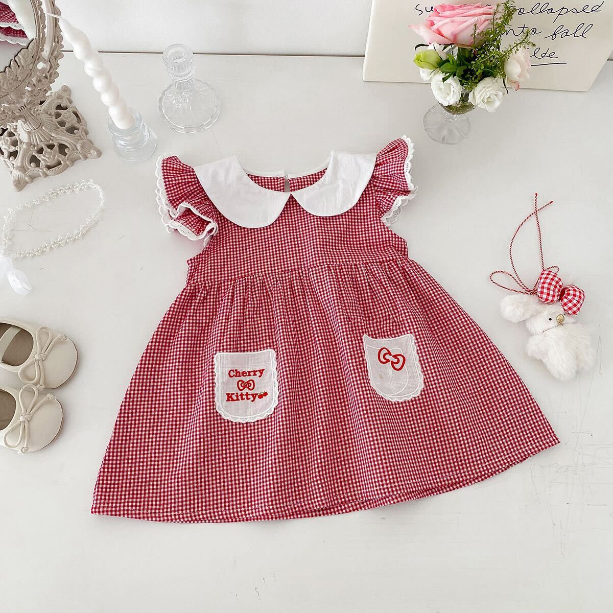 Cherry and Kitty checkered dress