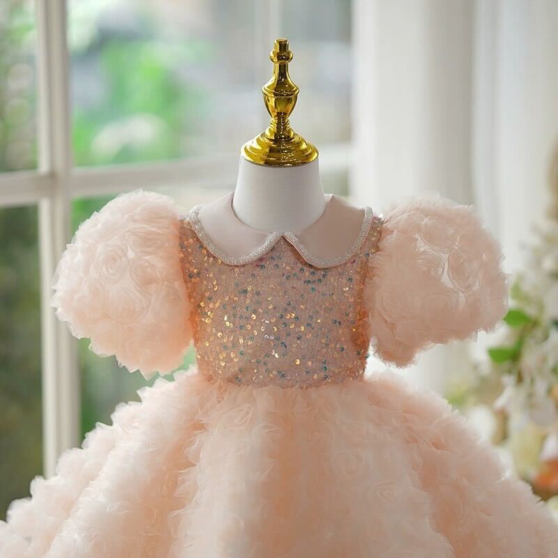 Peach blossom sparkle party dress