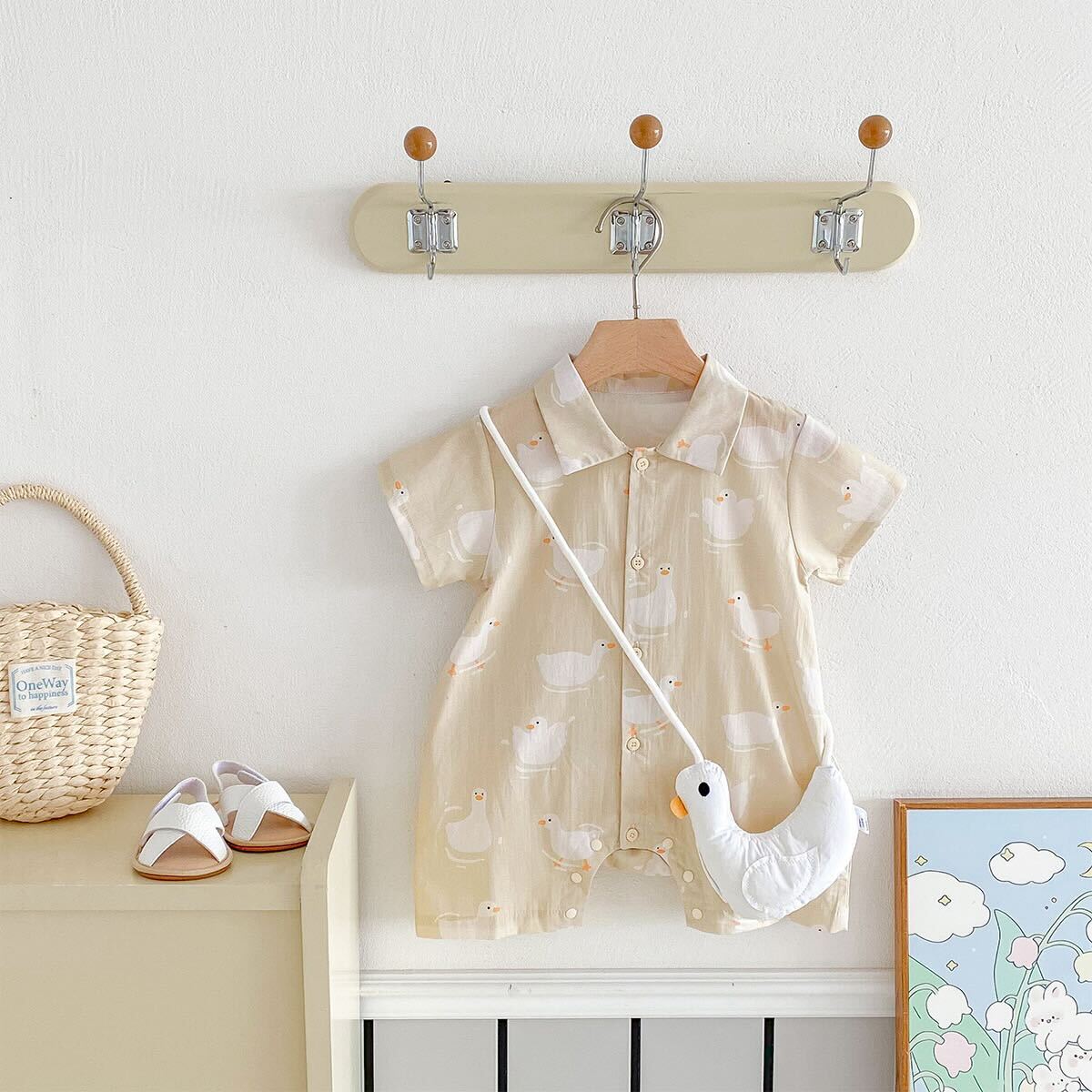 Duck printed jumpsuit with sling