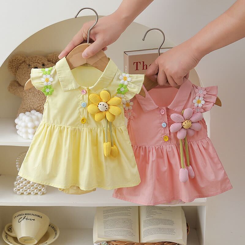 Flower made dress style romper