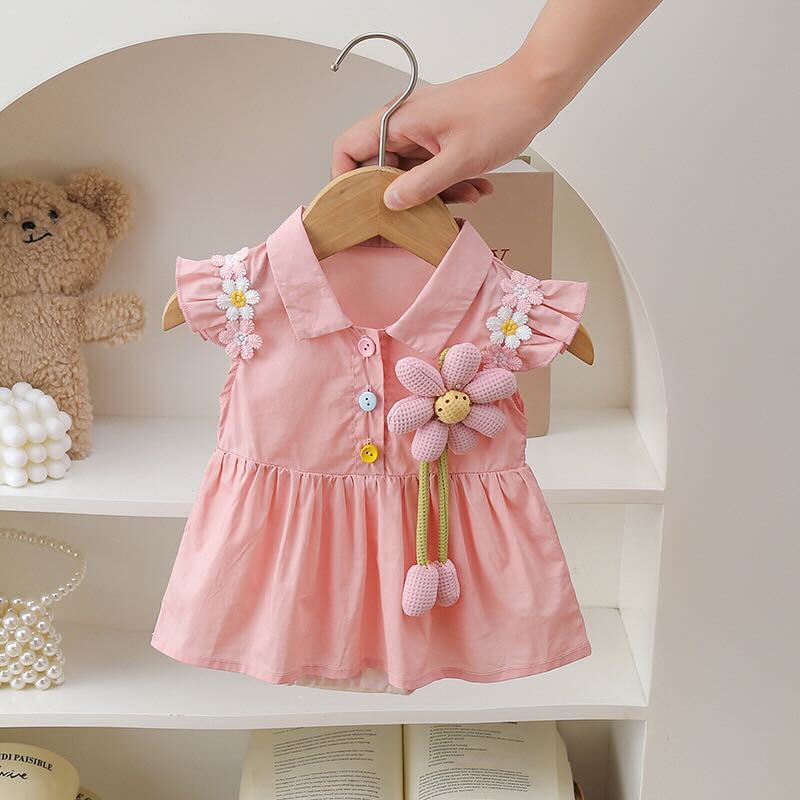 Flower made dress style romper