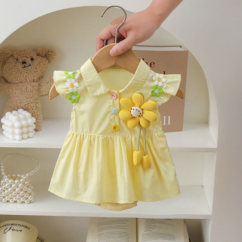 Flower made dress style romper