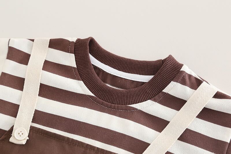 Striped dungaree style T-shirt set