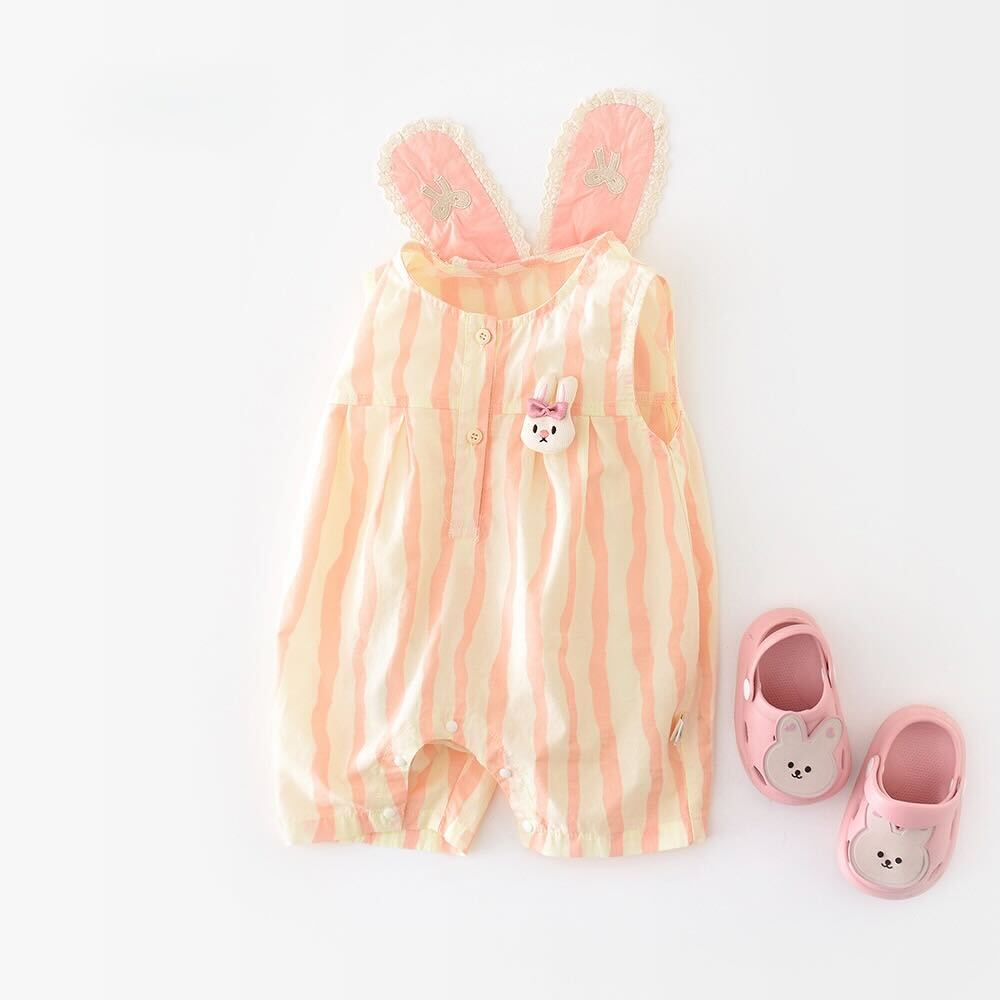 Bunny ear striped romper
