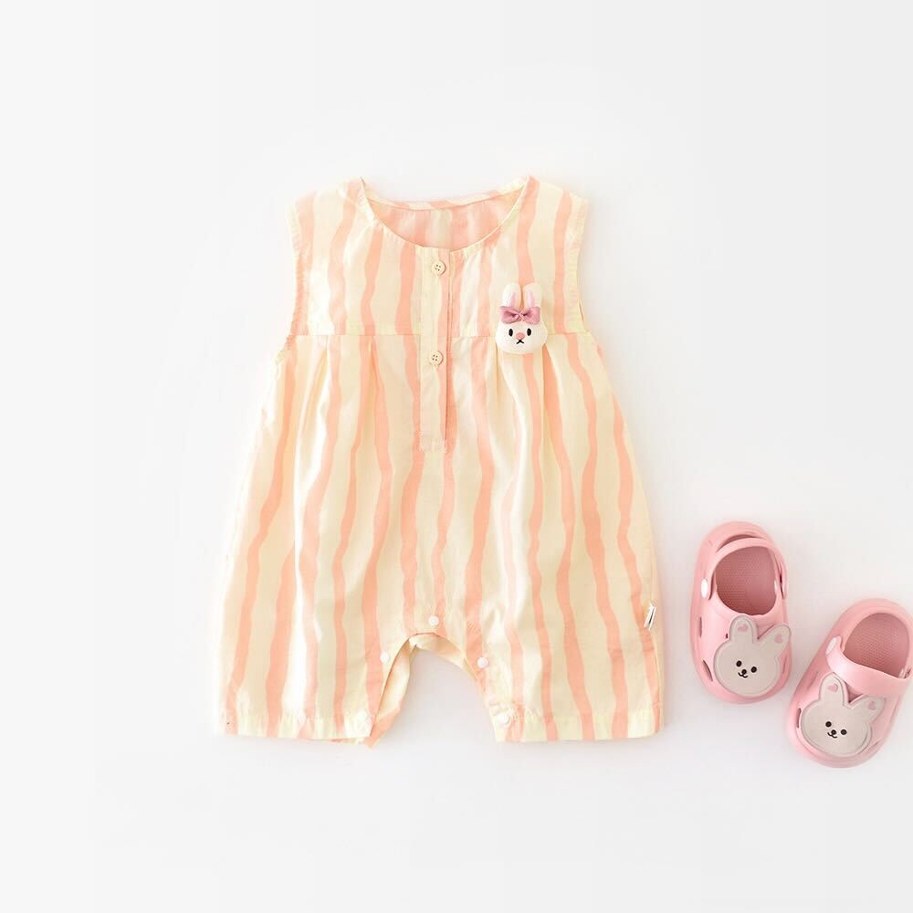Bunny ear striped romper