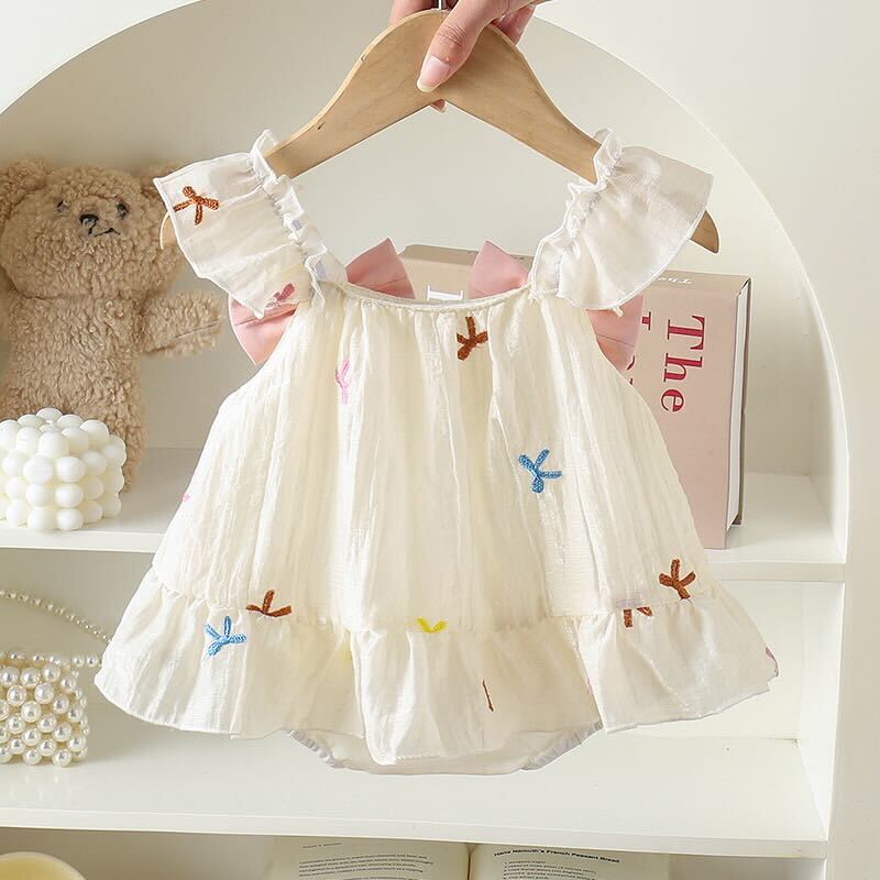 Double bow dress style romper