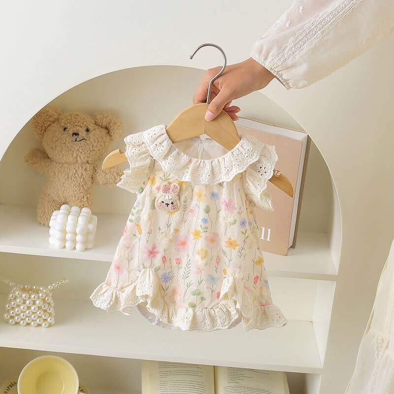 Flower printed teddy romper