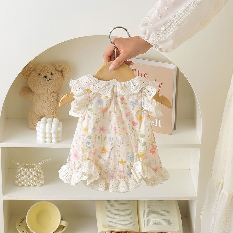 Flower printed teddy romper