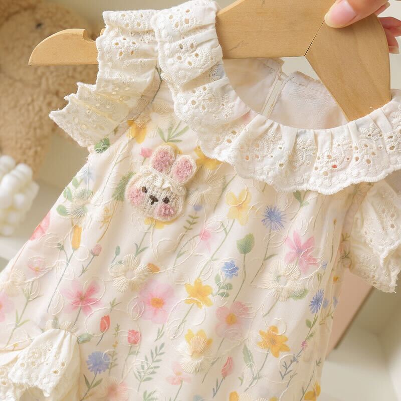Flower printed teddy romper