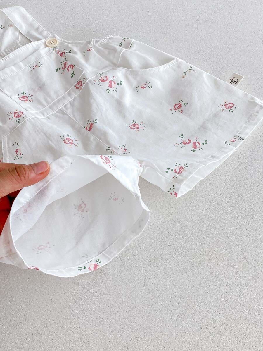 Flower printed dungaree set