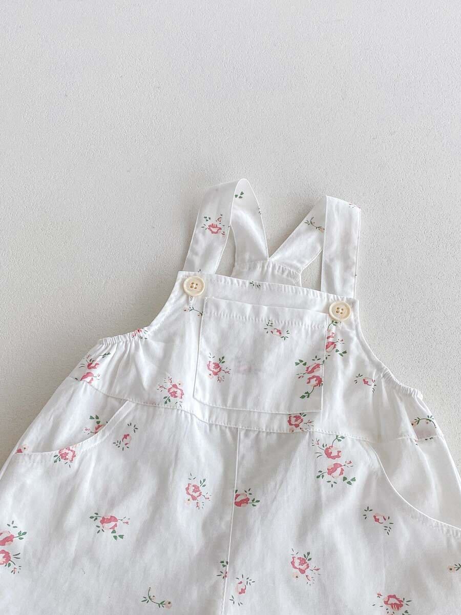 Flower printed dungaree set