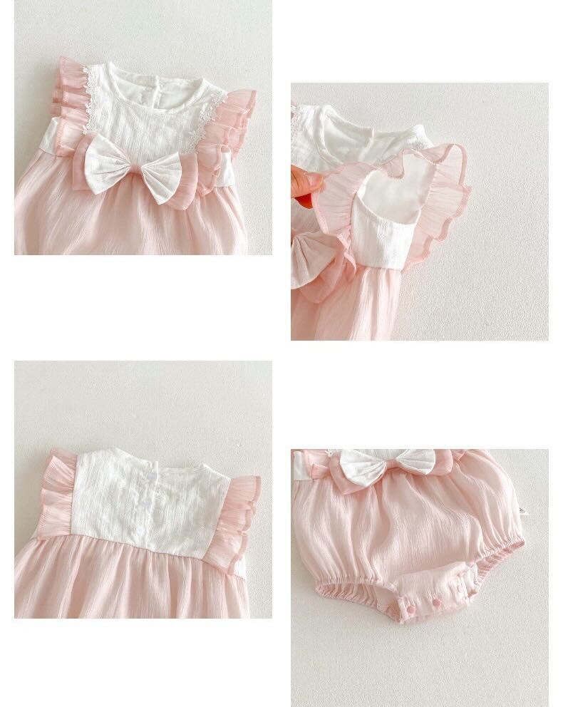 Bow made pink romper