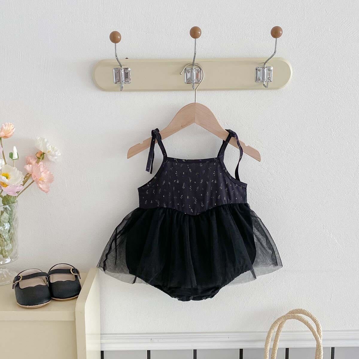 Black net dress style romper