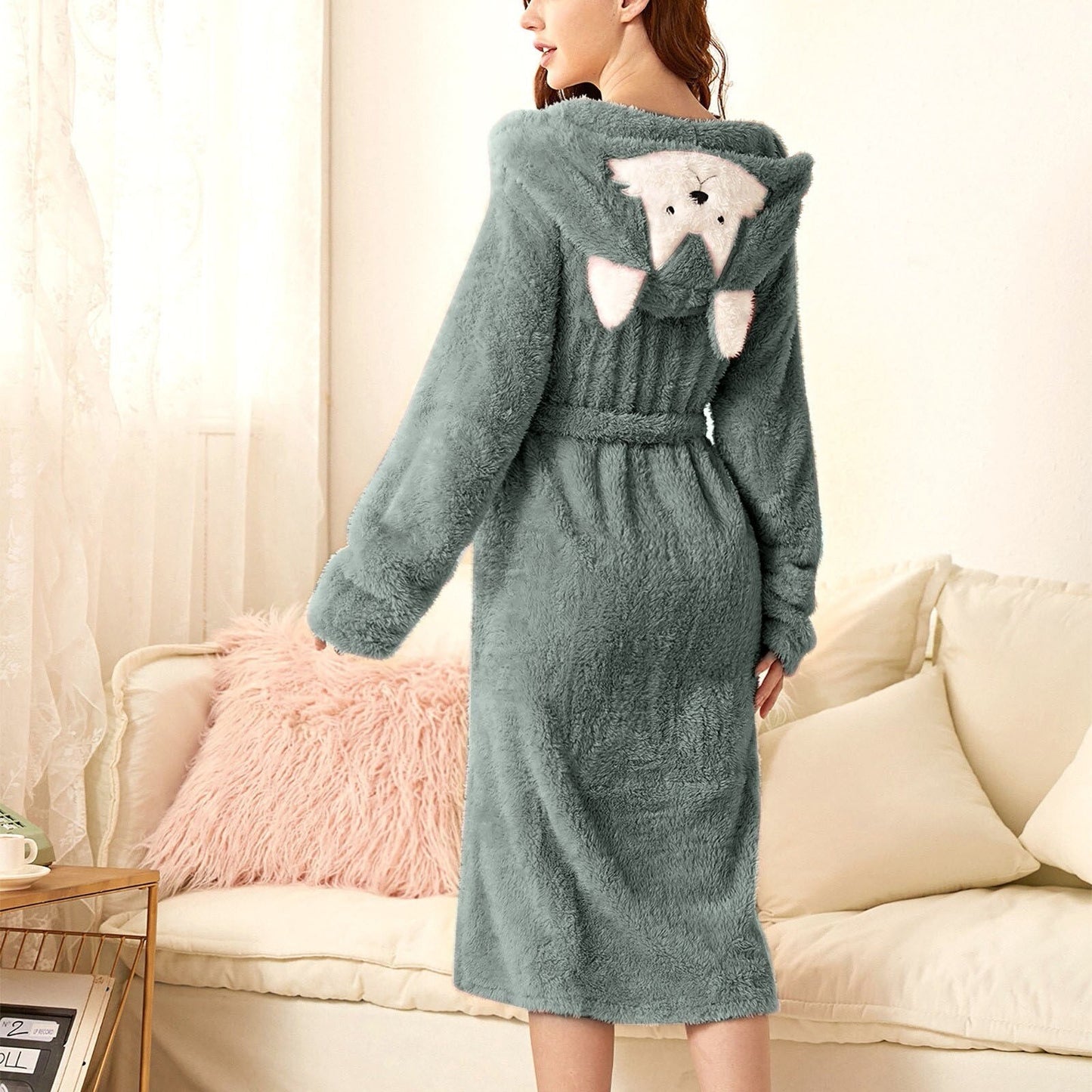 Brinley - Stylish Thick Flannel Hooded Bathrobe for Women for a Cozy Autumn Feeling