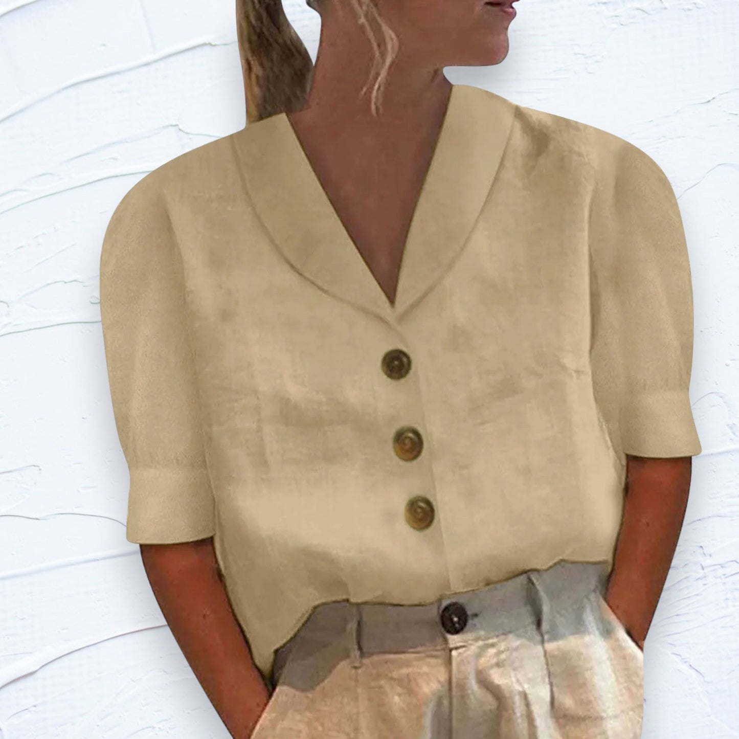 Arabella - Elegant Cotton and Linen T-shirt for Women