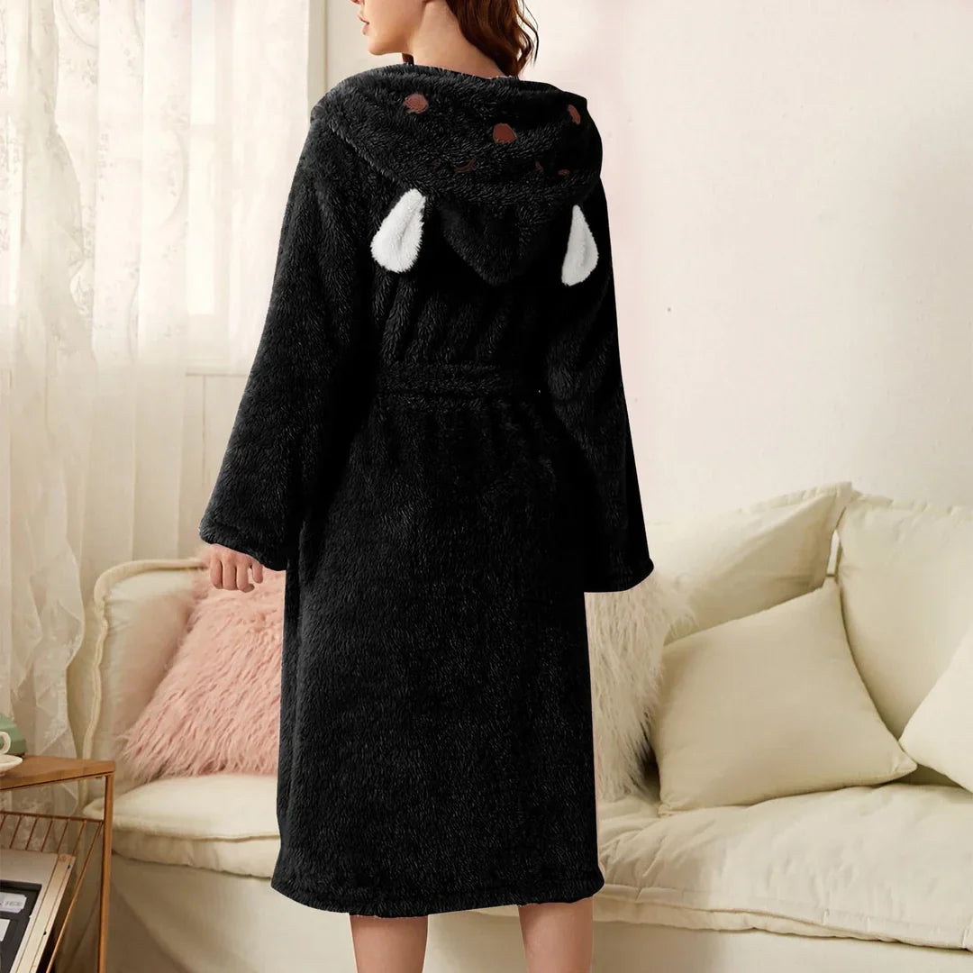 Brinley - Stylish Thick Flannel Hooded Bathrobe for Women for a Cozy Autumn Feeling