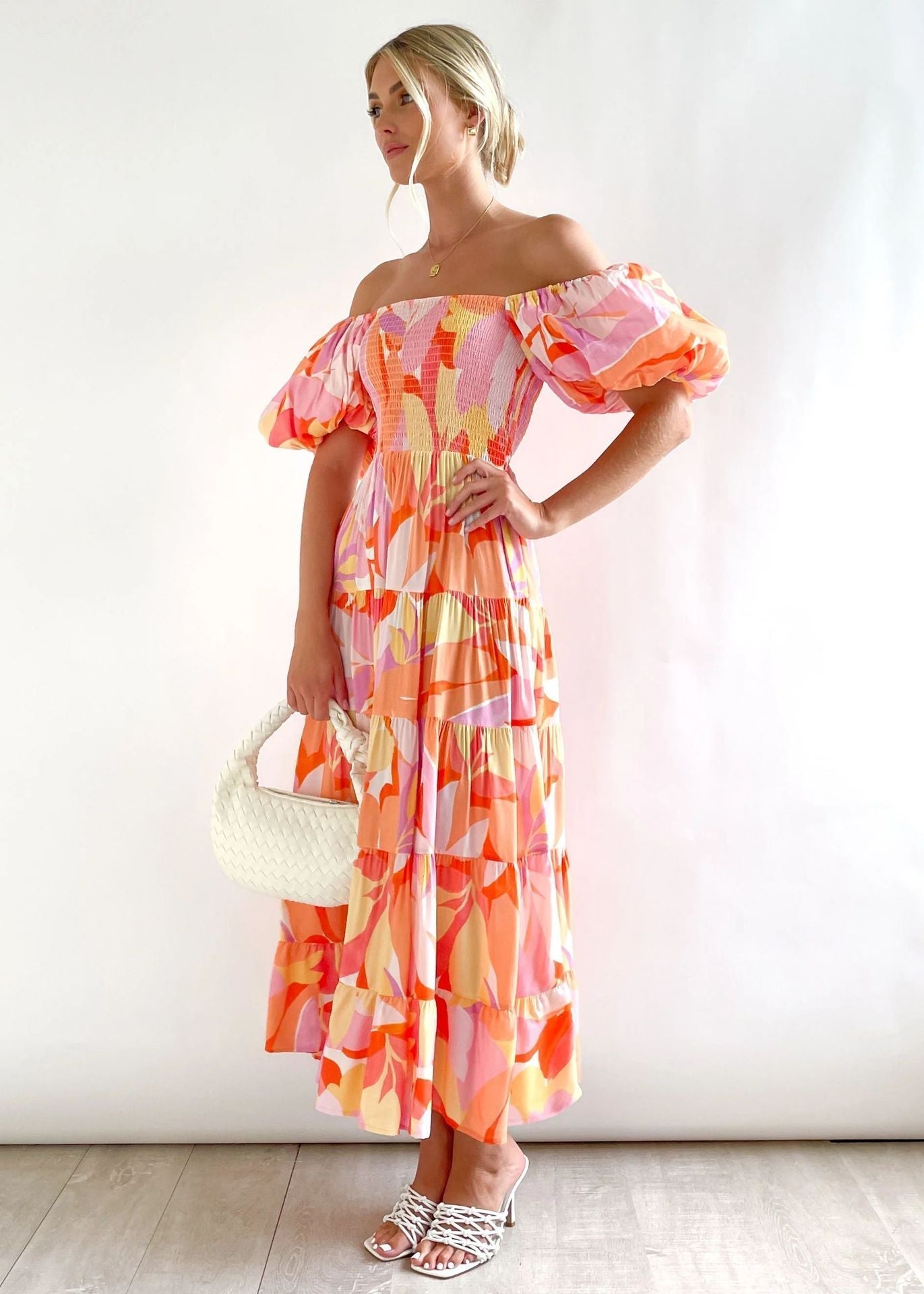 Jowena - Stylish Off-Shoulder Midi Dress