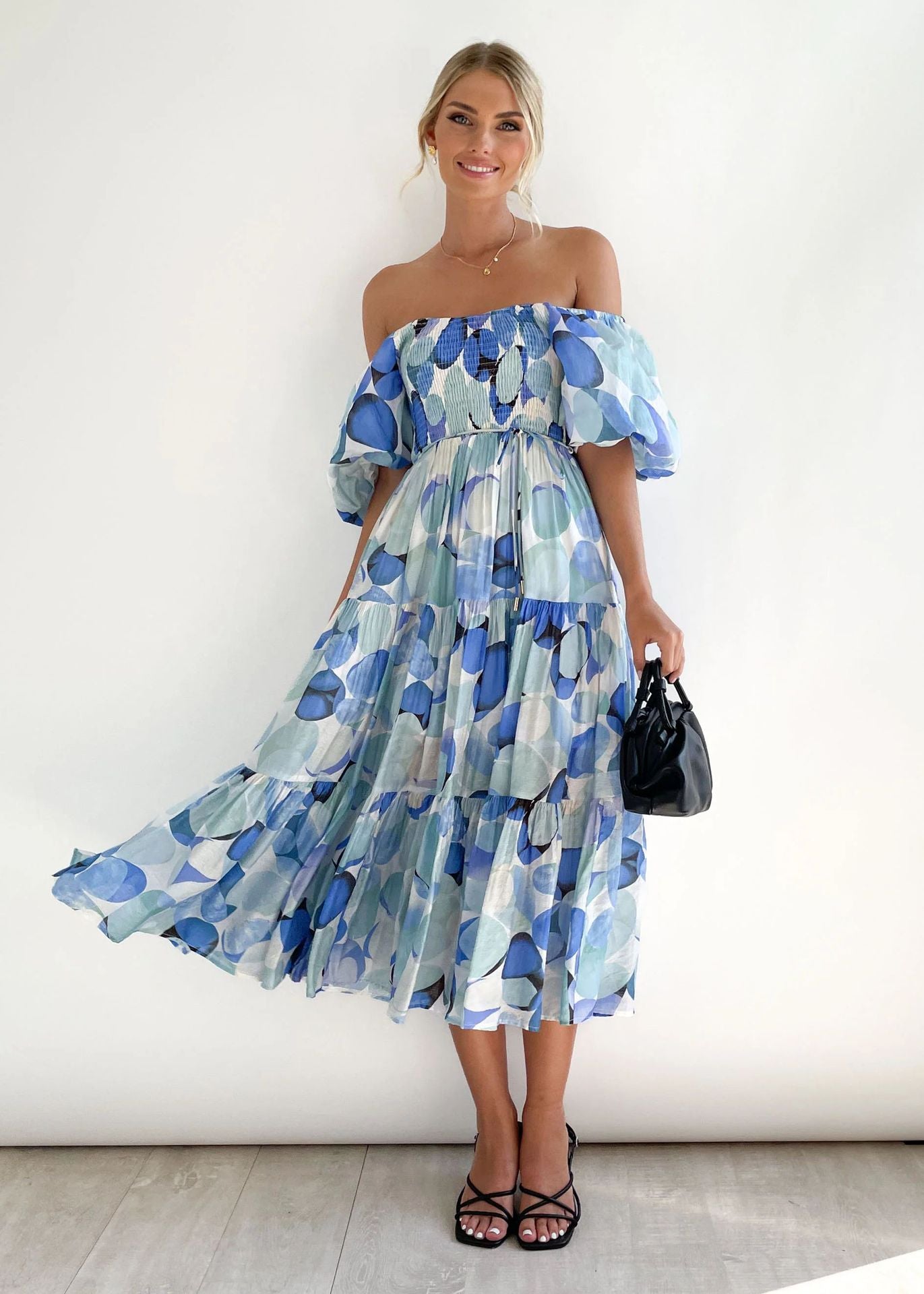 Jowena - Stylish Off-Shoulder Midi Dress