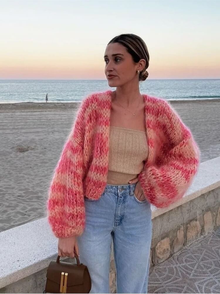 Bridget - Stylish Striped Open Sweater for a Trendy Look