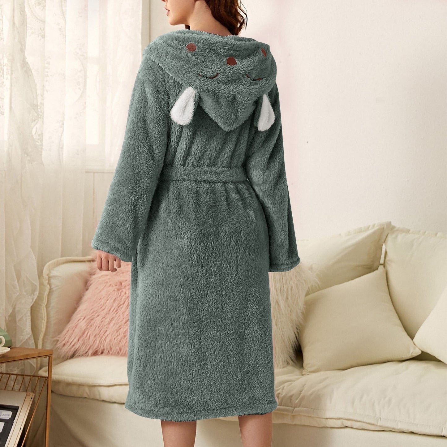 Brinley - Stylish Thick Flannel Hooded Bathrobe for Women for a Cozy Autumn Feeling