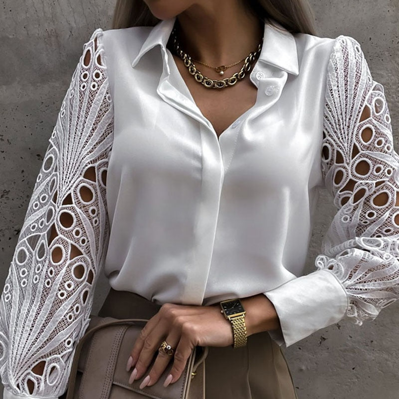 Elin - Luxury Blouse with Lace for Women: Stylish and Comfortable