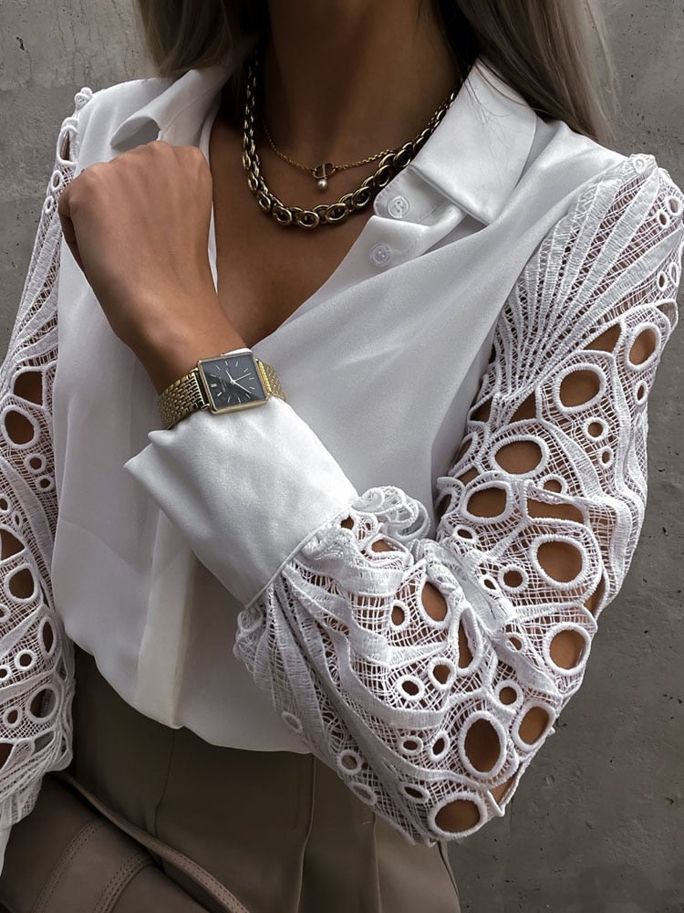 Elin - Luxury Blouse with Lace for Women: Stylish and Comfortable