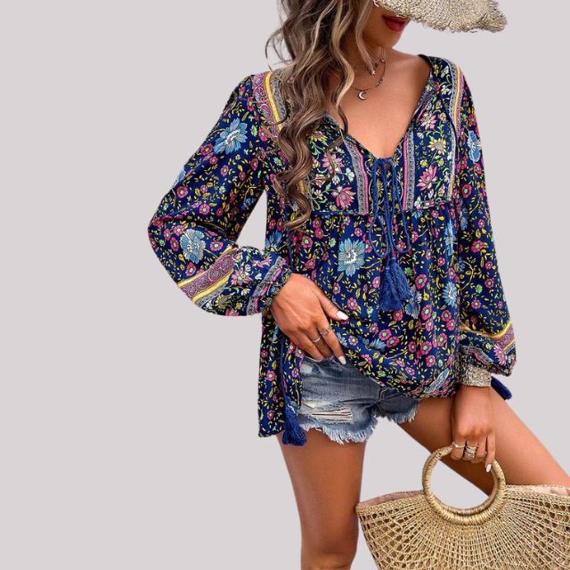 Elegant Kara Bohème Blouse with Stylish Paisley Print for Women