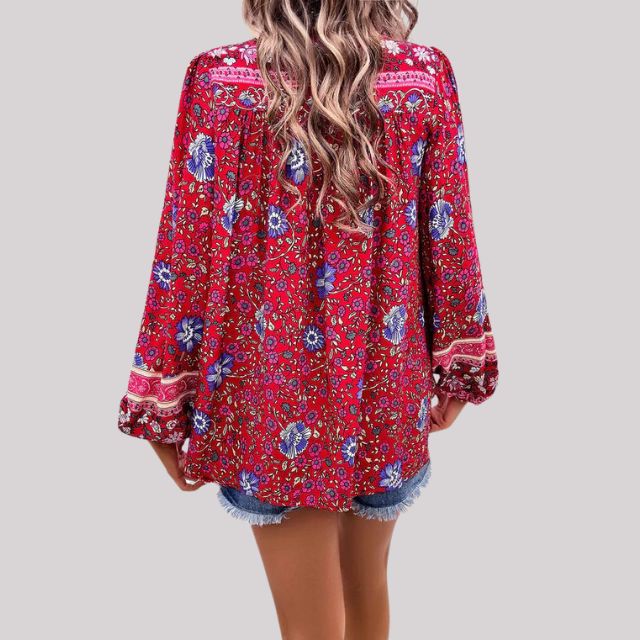 Elegant Kara Bohème Blouse with Stylish Paisley Print for Women