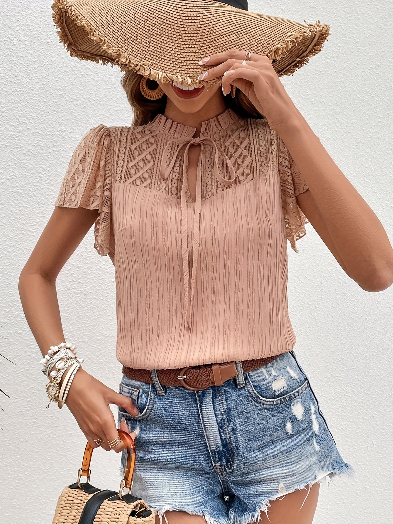 Avalynn - Stylish and Comfortable Apricot Summer Blouse for Women