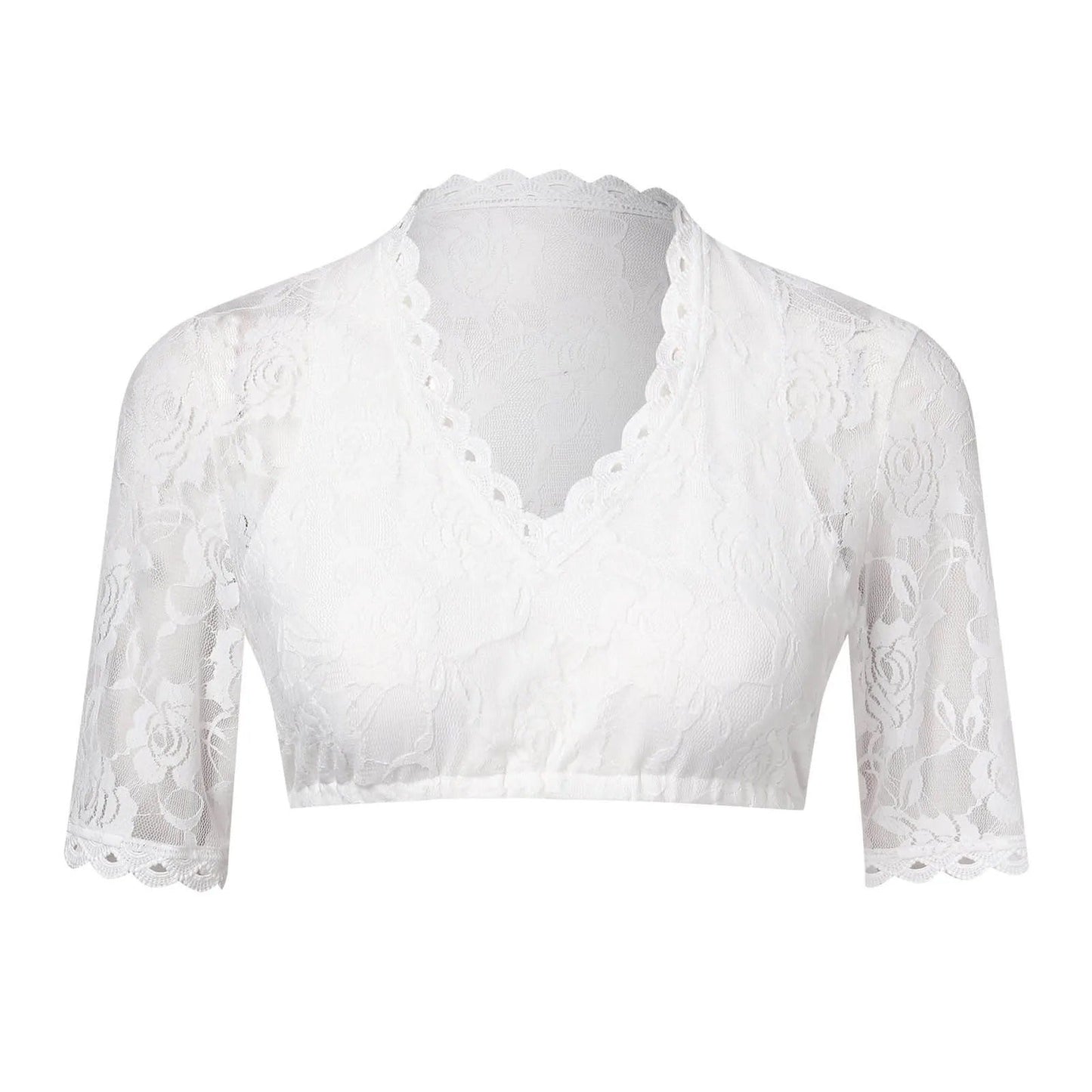 Elegant White Lace Blouse with Half Sleeves for Women - Mona Collection