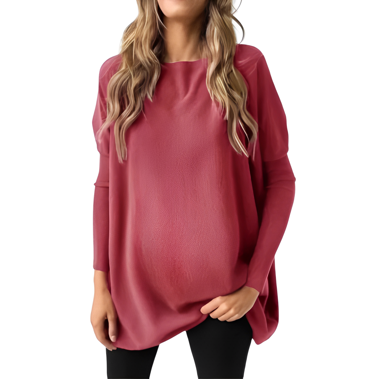 Kiana - Stylish Oversized Blouse with Long Sleeves and Round Neck for Women, Perfect for Autumn!